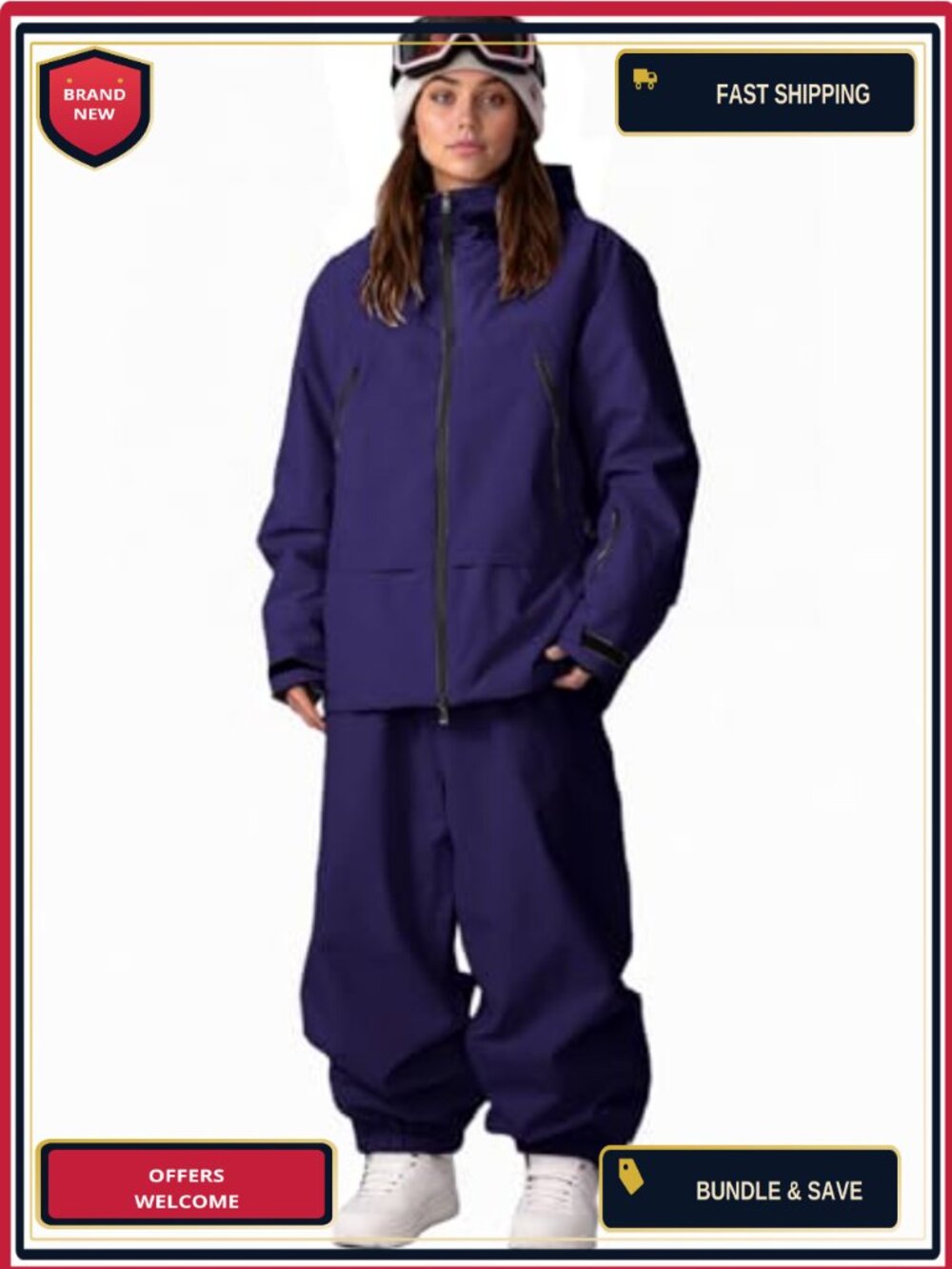 Women's Waterproof Ski Snowboard Suit 2 Piece Jacket & Pants Set, Polyester